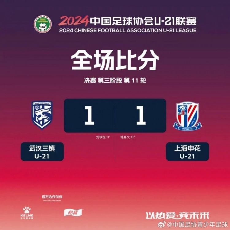 U21联赛决赛第三阶段第11轮赛果+积分榜+射手榜